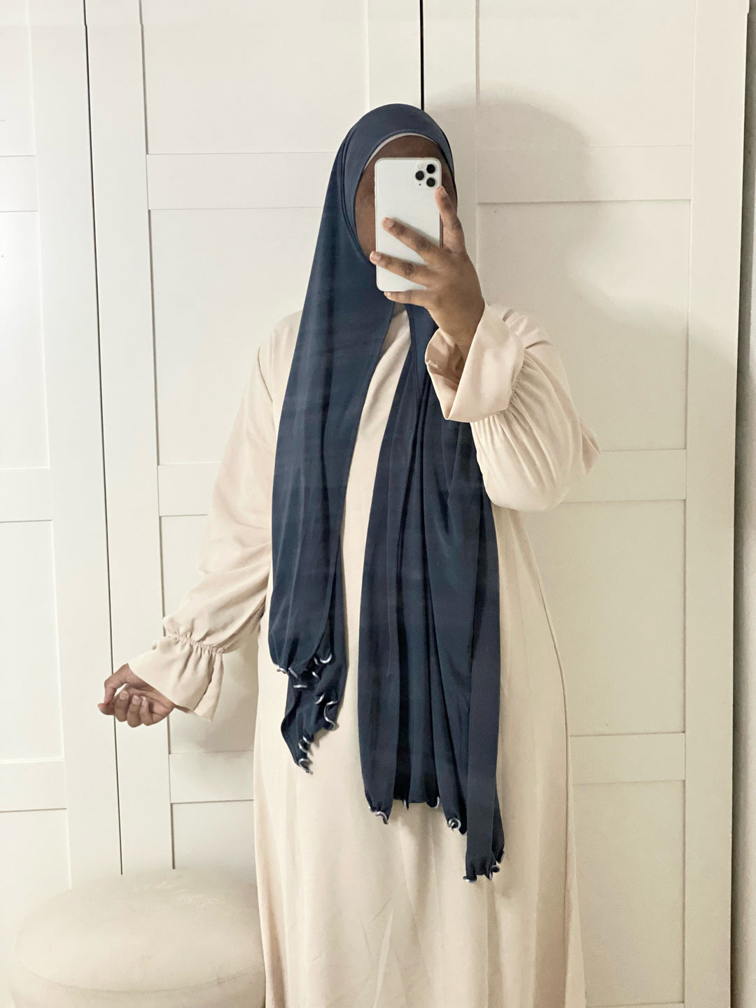 Hijab Jersey luxe froufrou Gris bleu foncé MON HIJAB MODEST