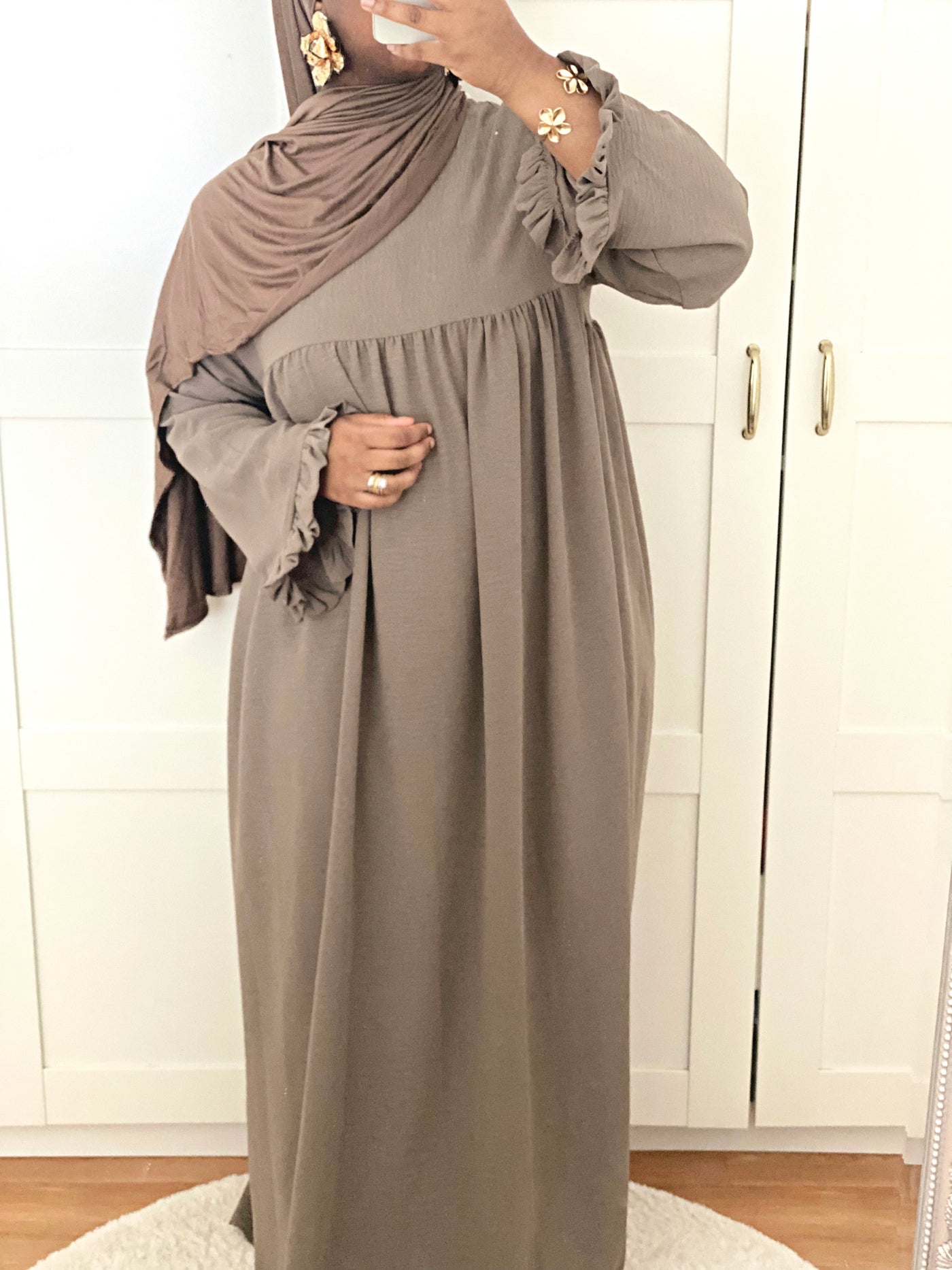 Abaya coquette - Taupe foncé
