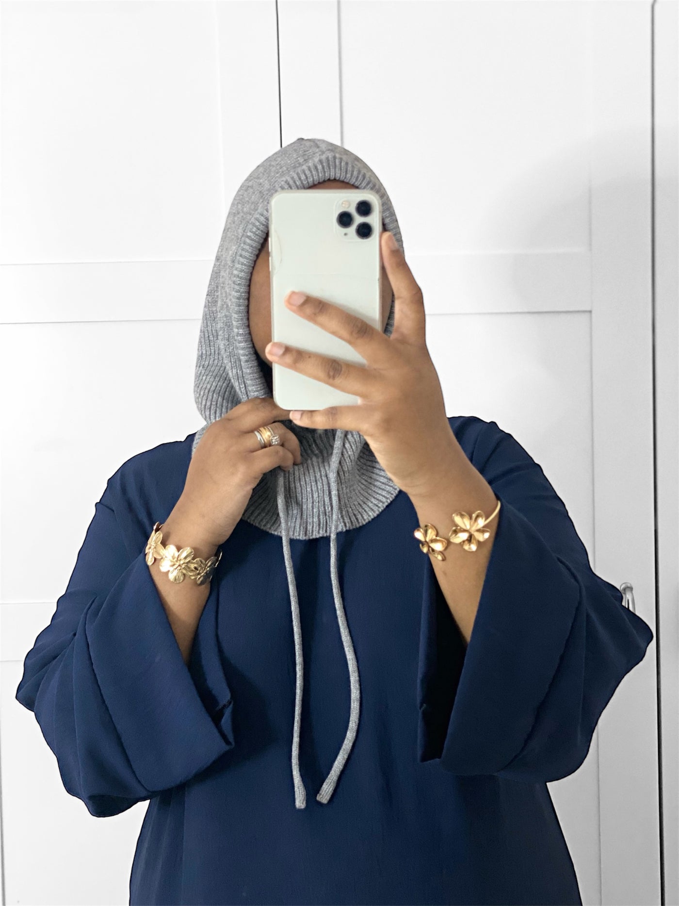 Cagoule hiver hijab - Gris perle