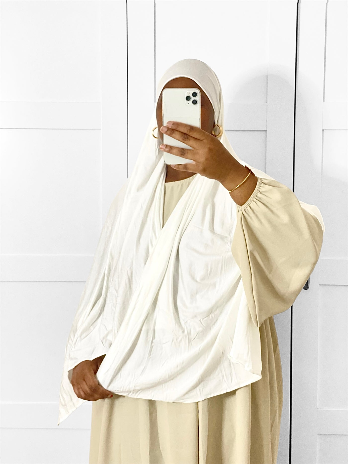 Hijab jersey premium bamboo - Cream