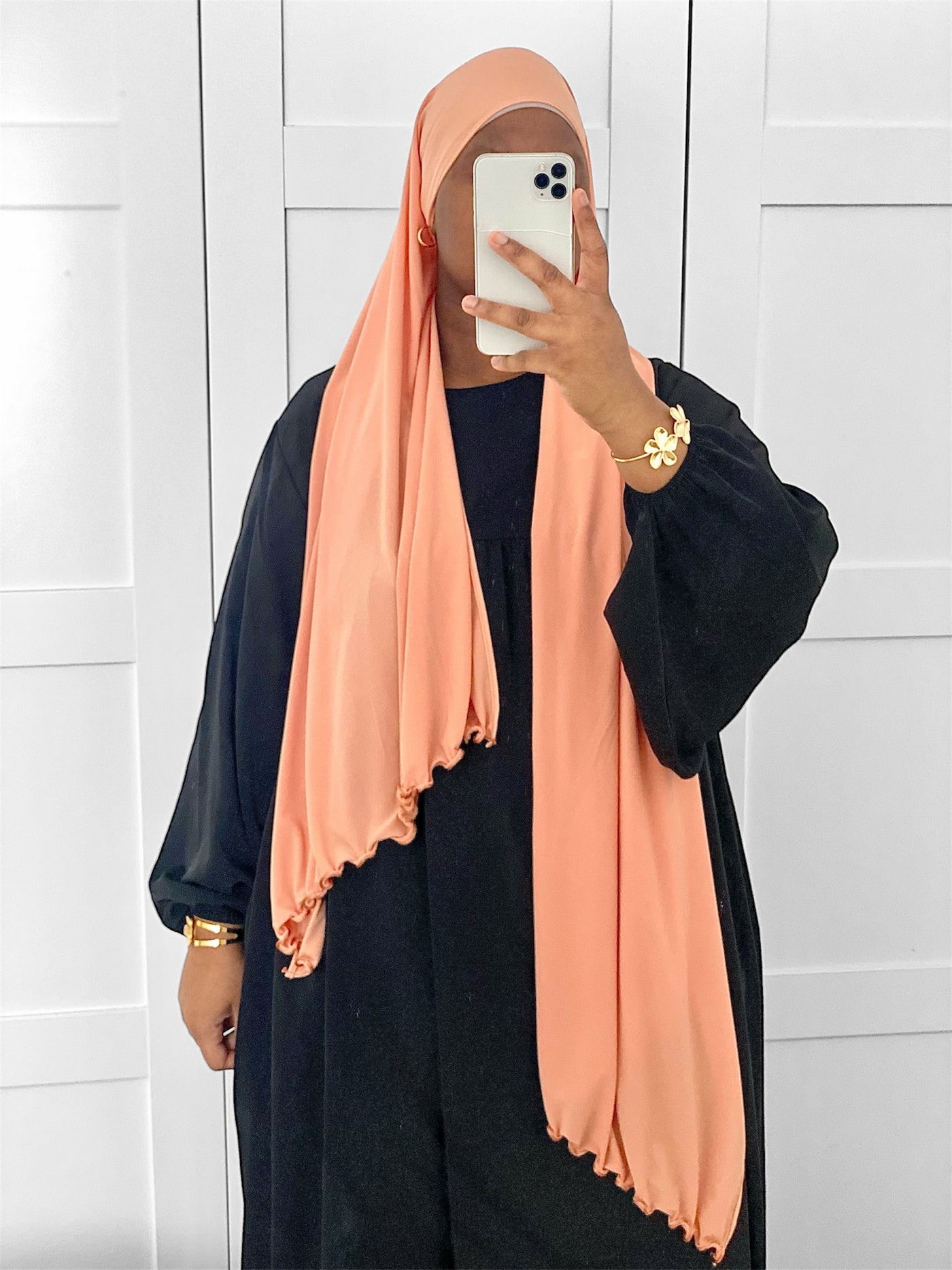 Hijab Jersey Premium Luxe Froufrou - Orange doux