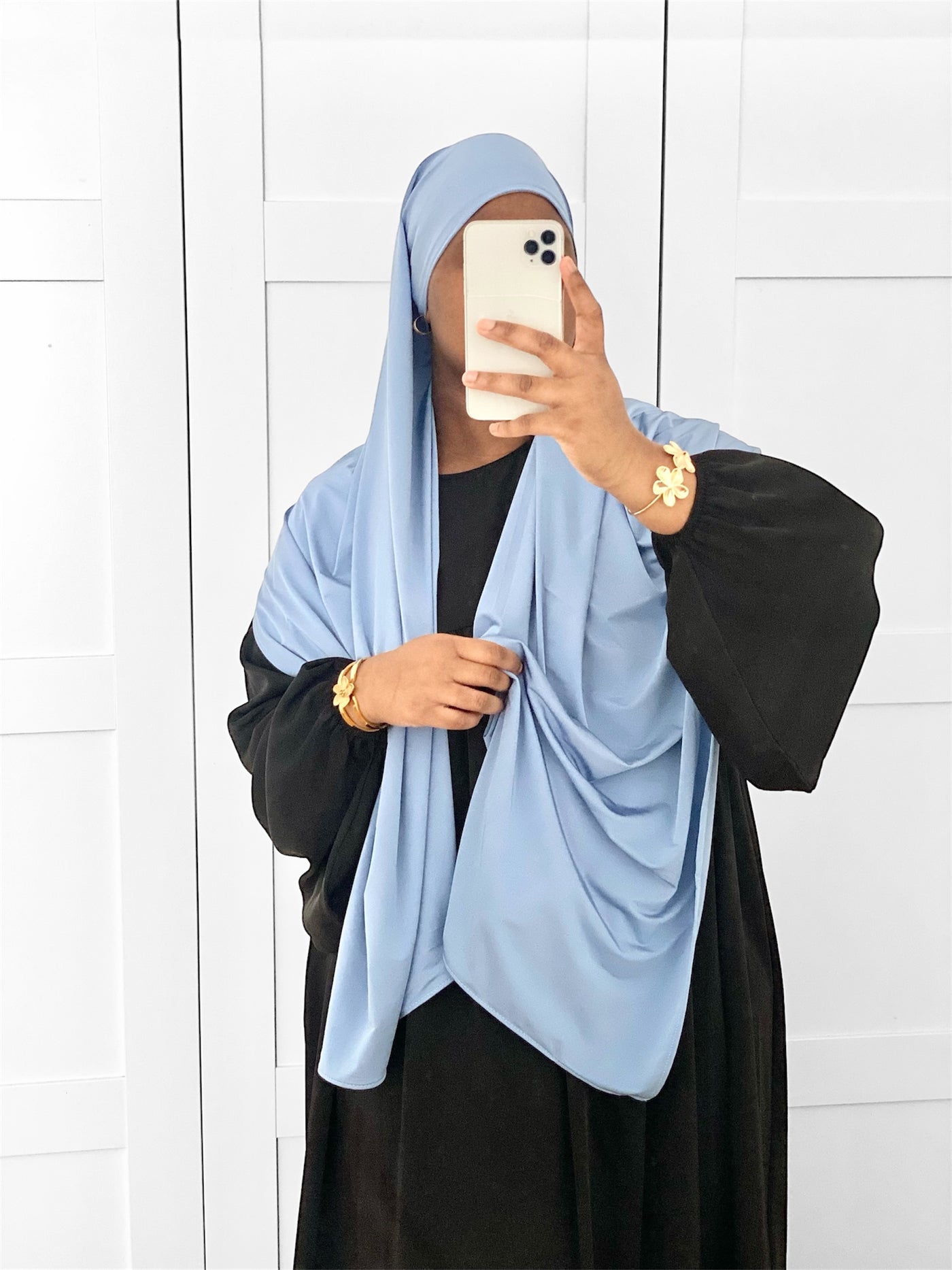 Hijab Jersey Premium Satiné - Bleu Denim