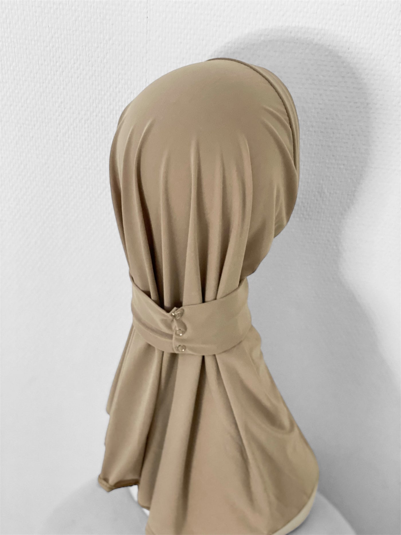Hijab à enfiler bouton pression - Beige Nude