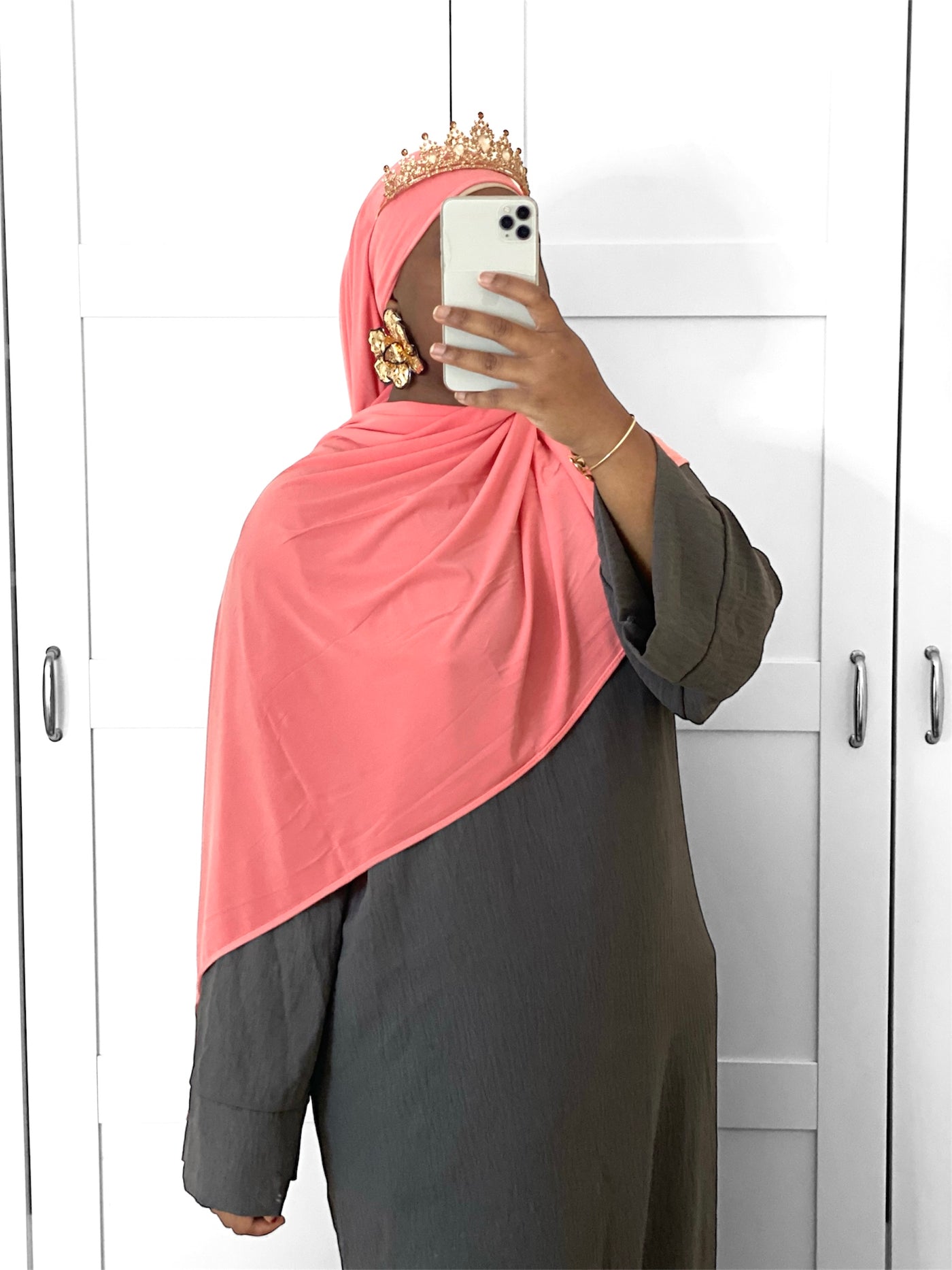 Hijab Jersey premium luxe - Corail