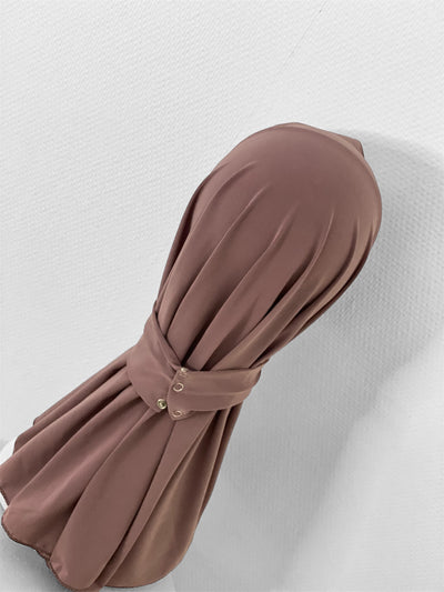Hijab à enfiler bouton pression - Taupe