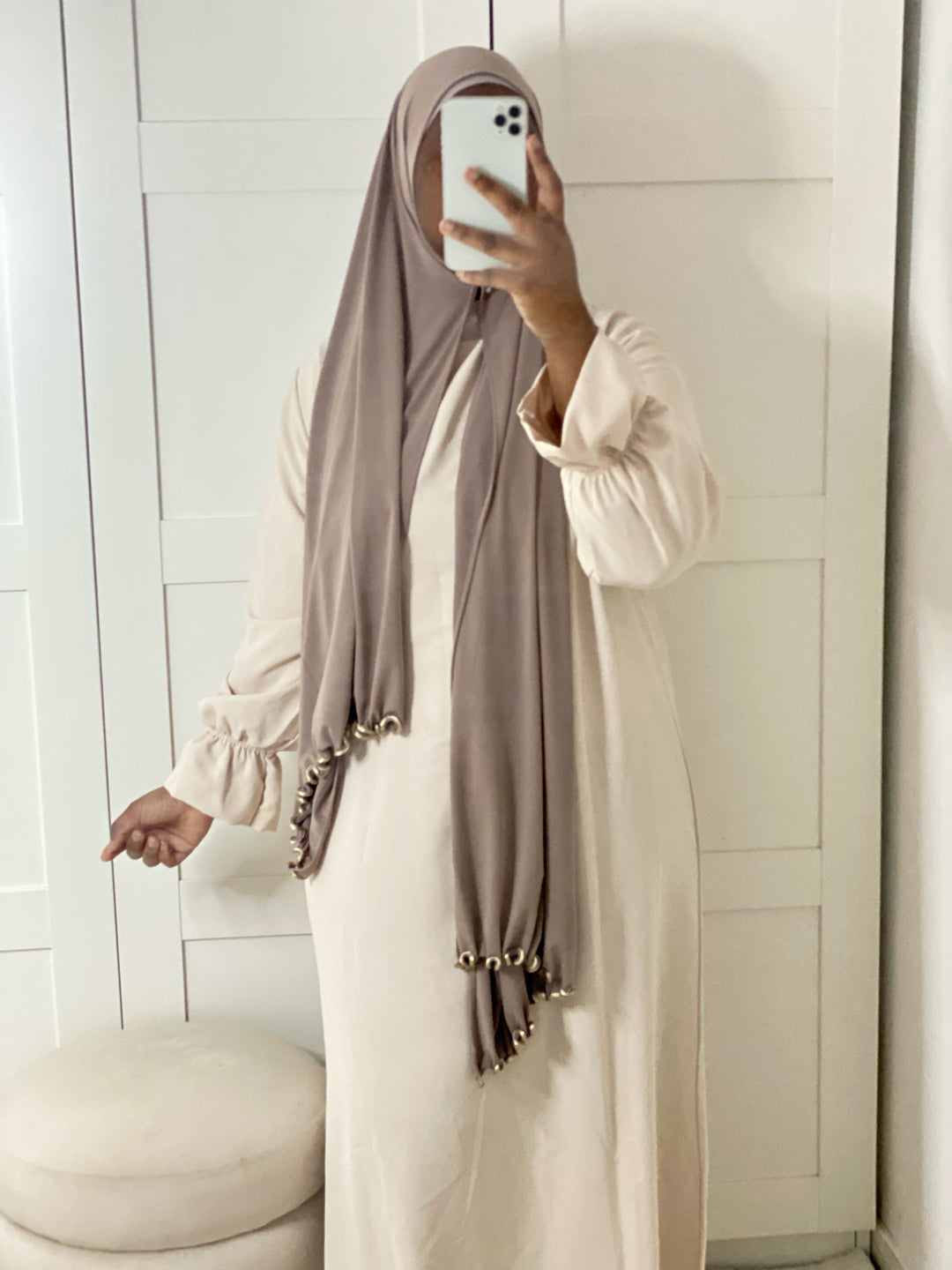Hijab Jersey Luxe Froufrou Taupe Cappuccino MON HIJAB MODEST