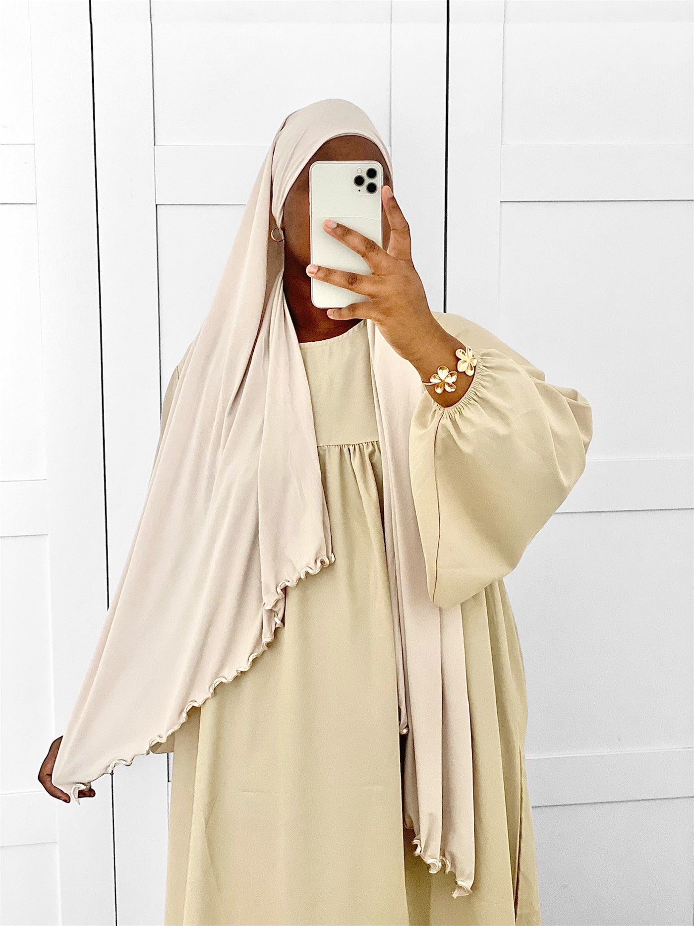 Hijab Jersey Premium Luxe Froufrou - Beige Clair