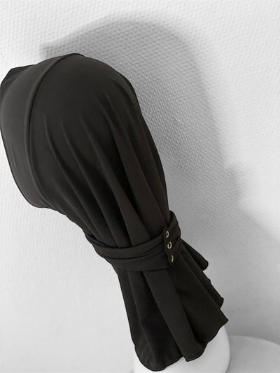 Hijab à enfiler bouton pression - Noir