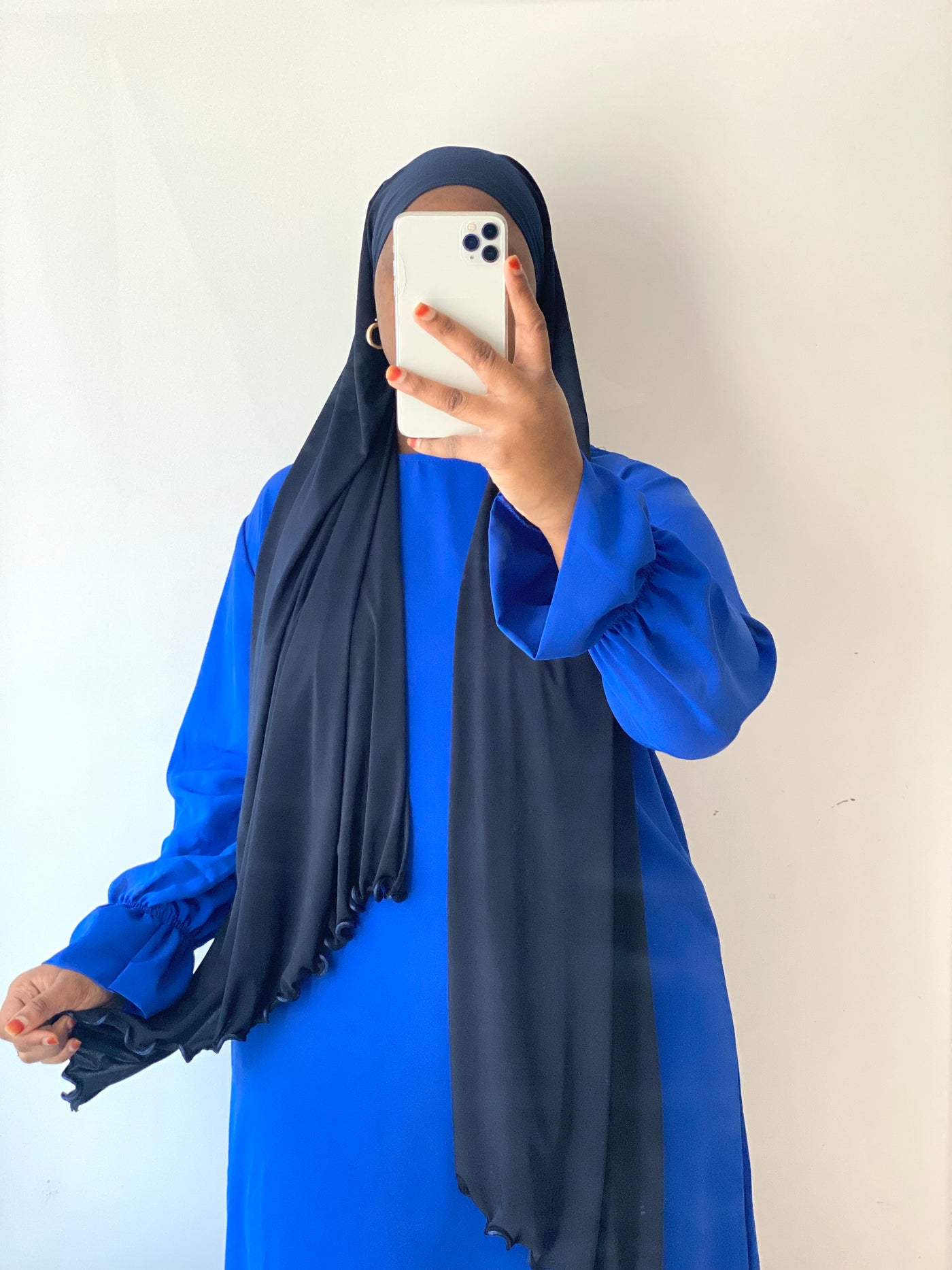 Hijab Jersey premium luxe froufrou - Blue Oil