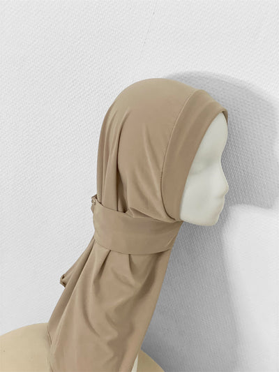 Hijab à enfiler bouton pression - Beige Nude