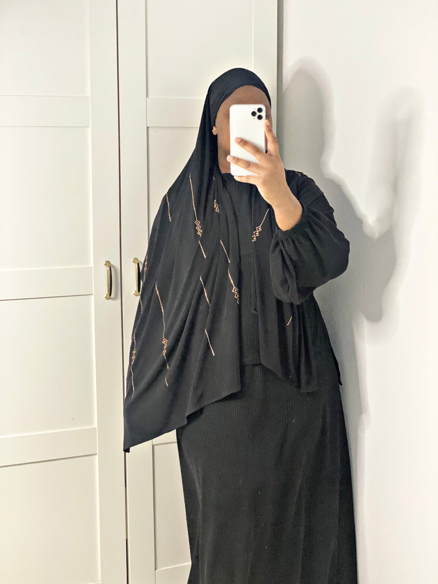 Hijab Jersey premium à strass - Black