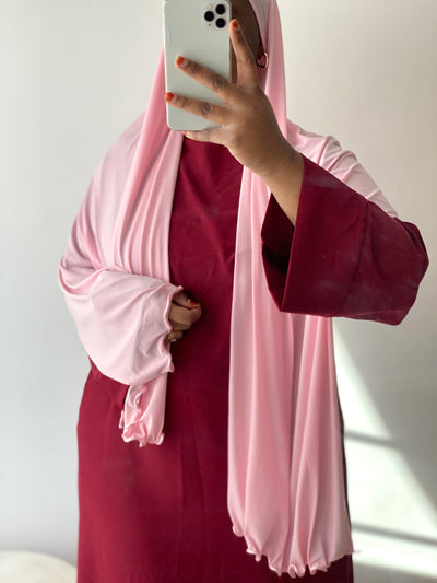 Hijab Jersey premium luxe froufrou - Rose pale