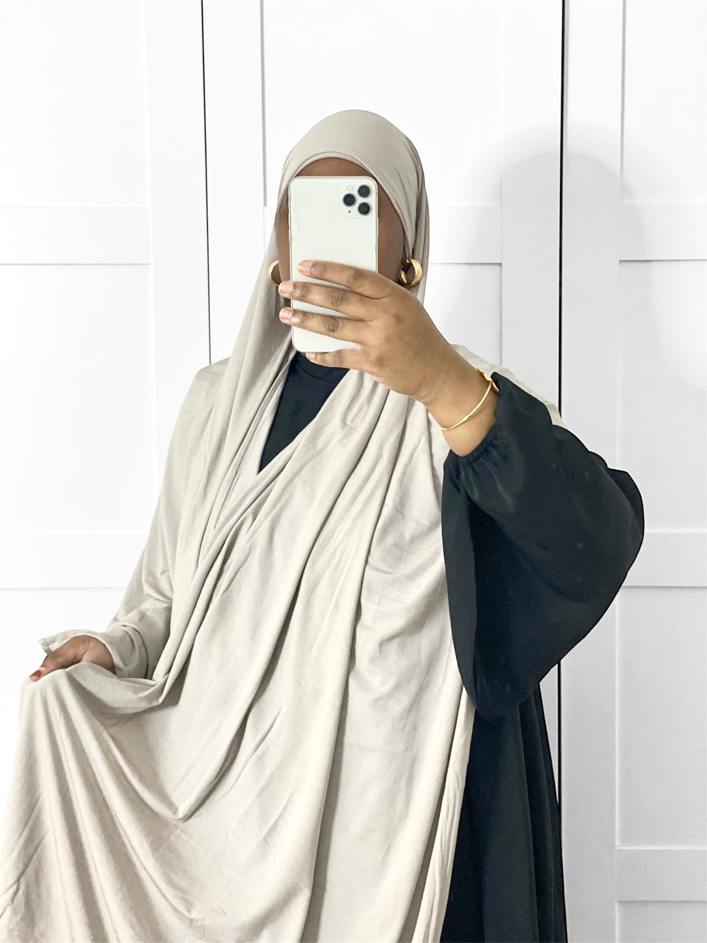 Hijab jersey bamboo premium - taupe clair