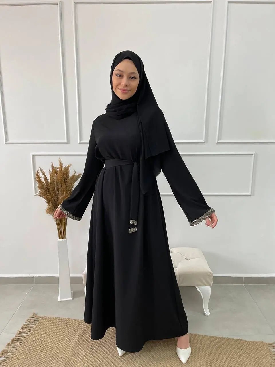 Abaya Diamonds - Black - MON HIJAB MODEST co