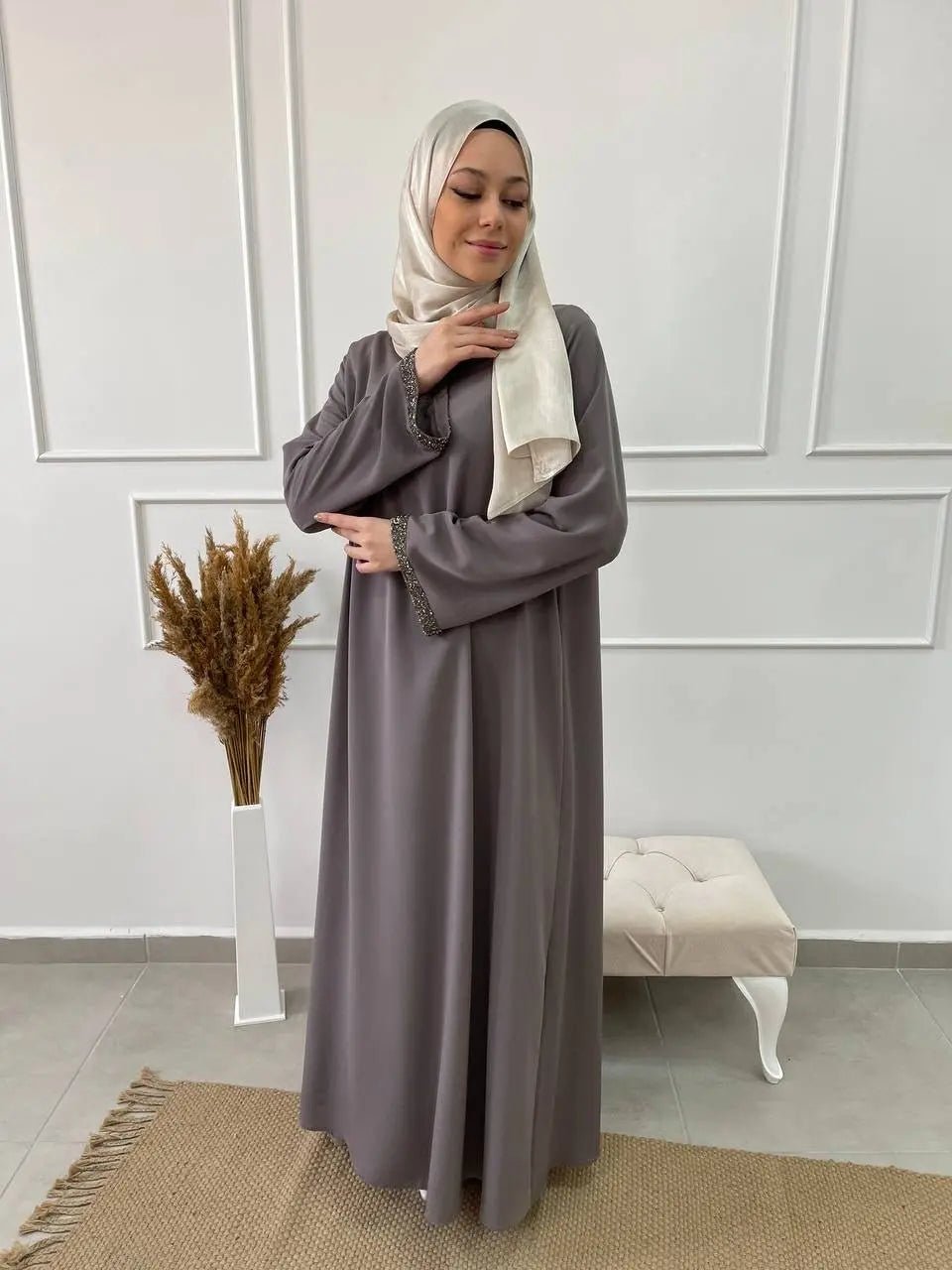 Abaya Diamonds - Taupe - MON HIJAB MODEST co