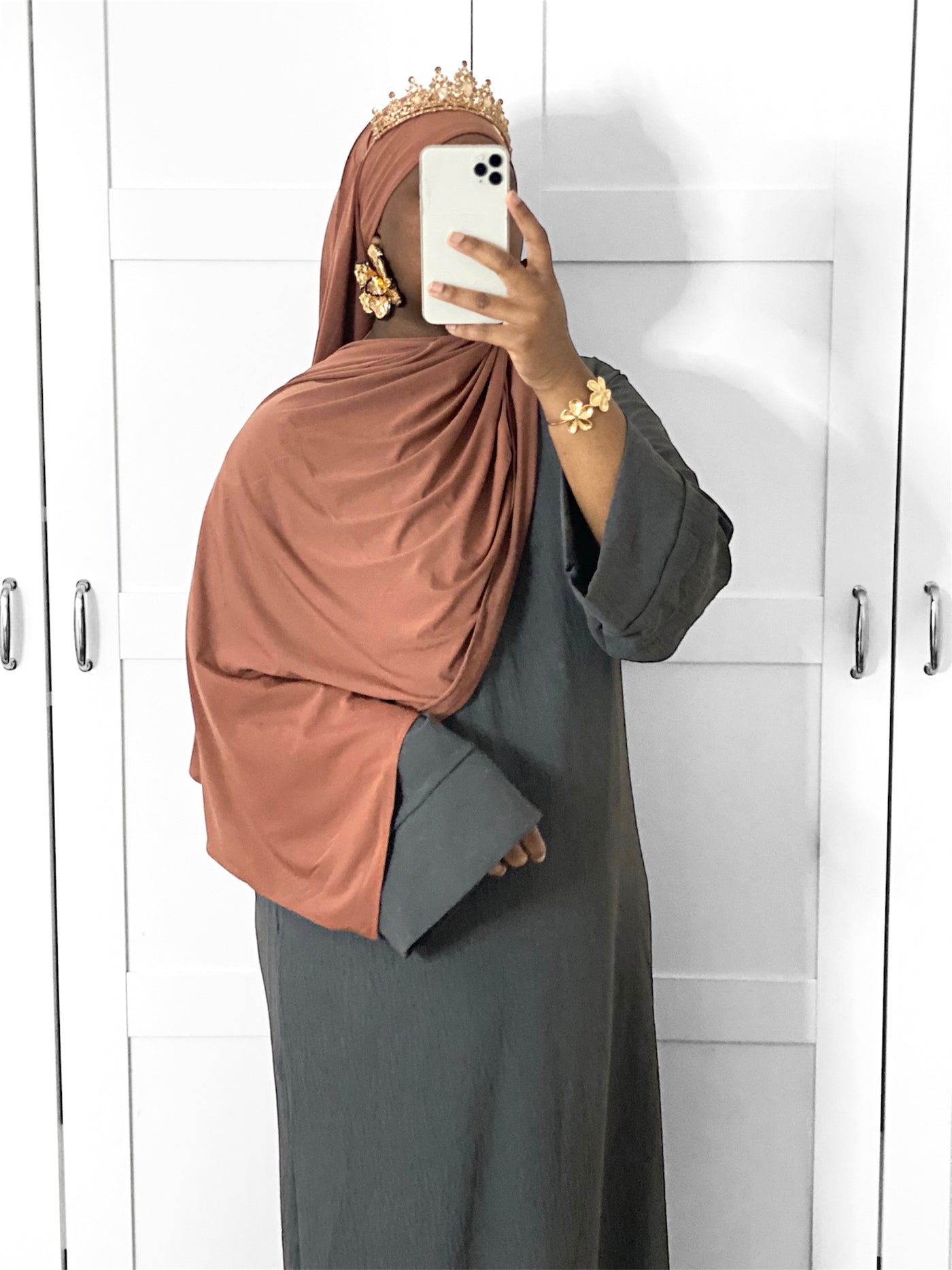 Hijab Jersey premium luxe - Brun Biscuit