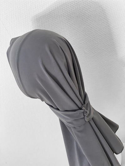 Hijab à enfiler bouton pression - Gris foncé