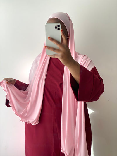 Hijab Jersey premium luxe froufrou - Rose pale