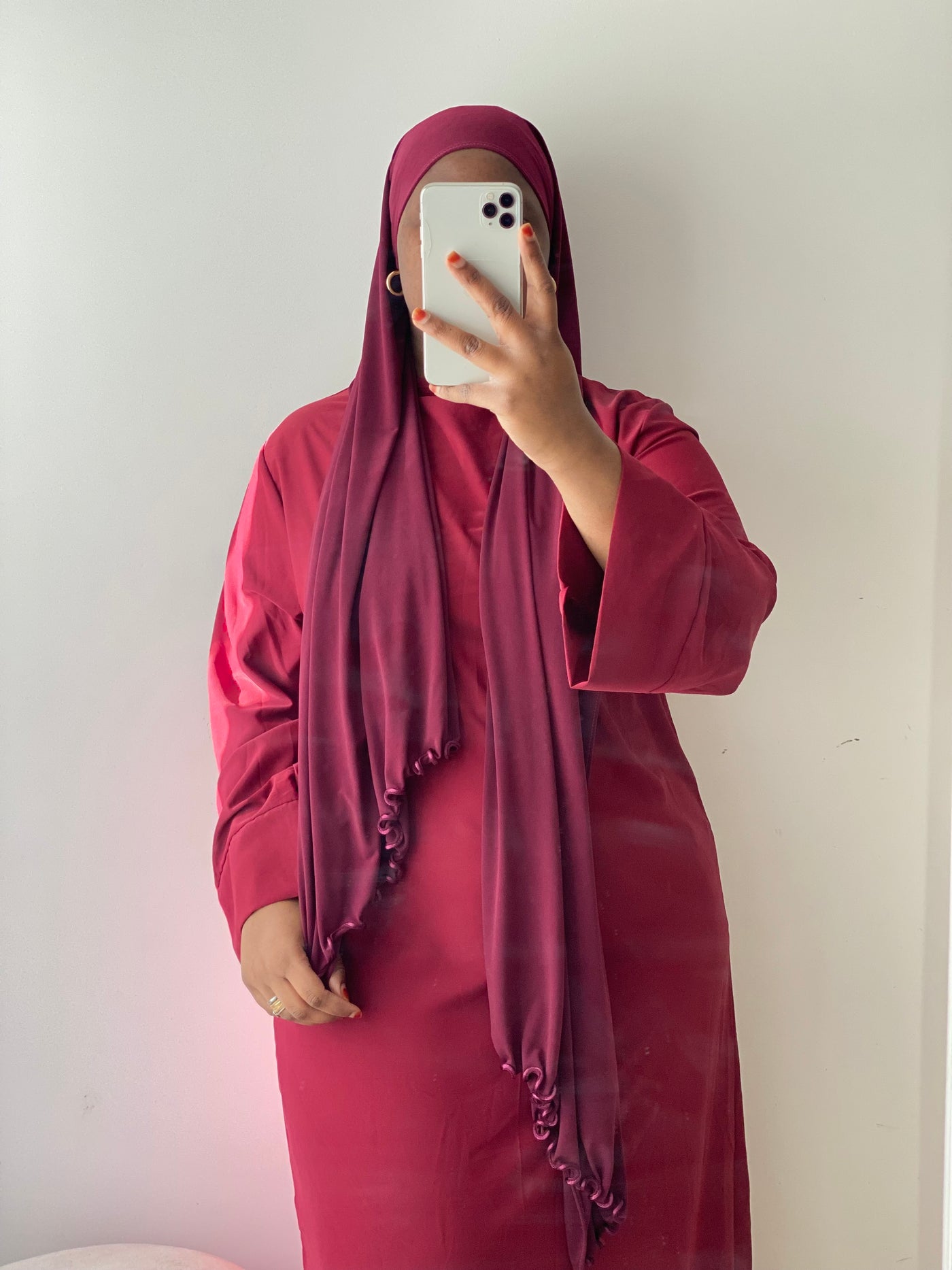 Hijab Jersey premium luxe froufrou - Cerise