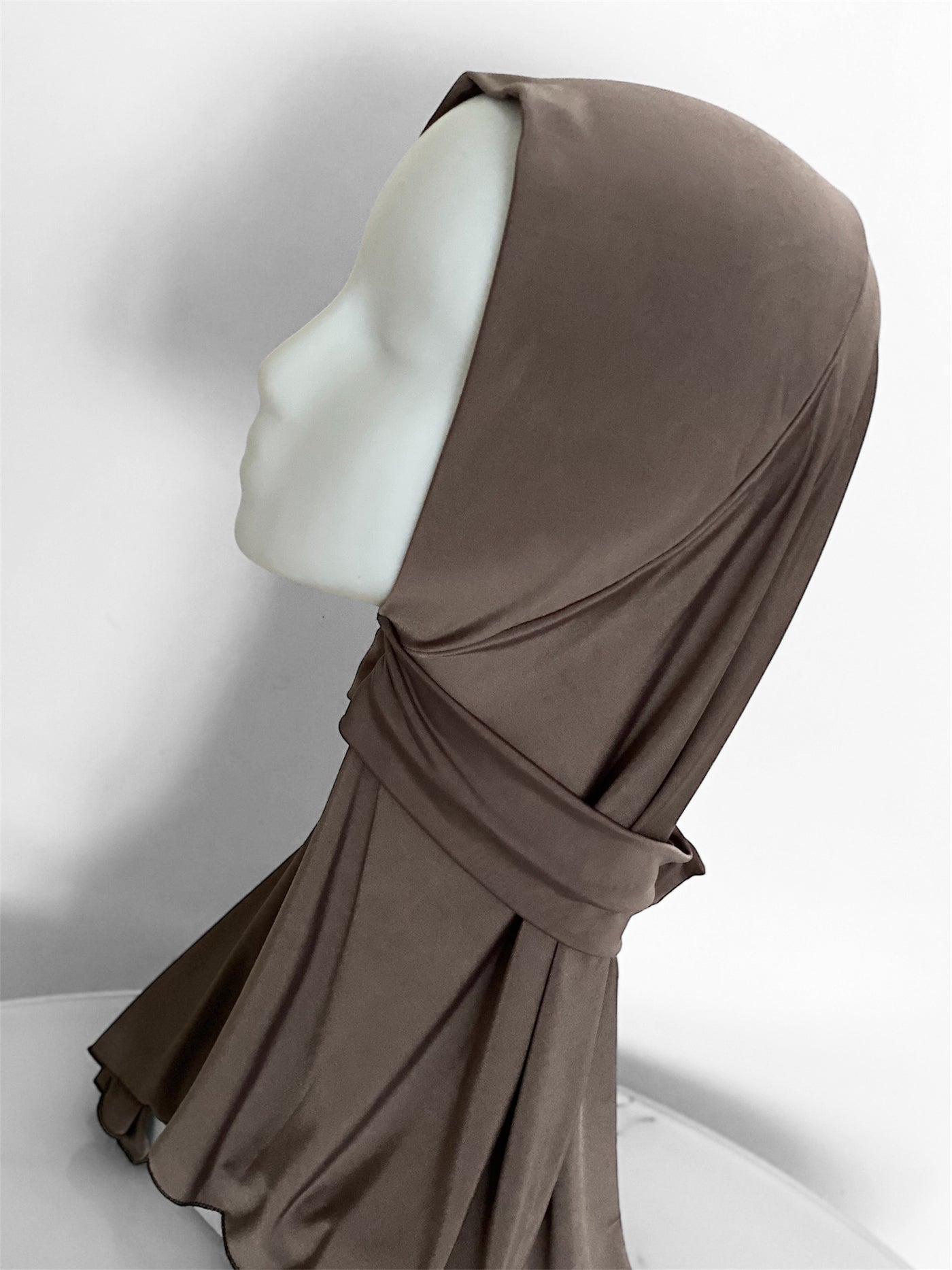Jersey liquid hijab cagoule - Taupe foncé
