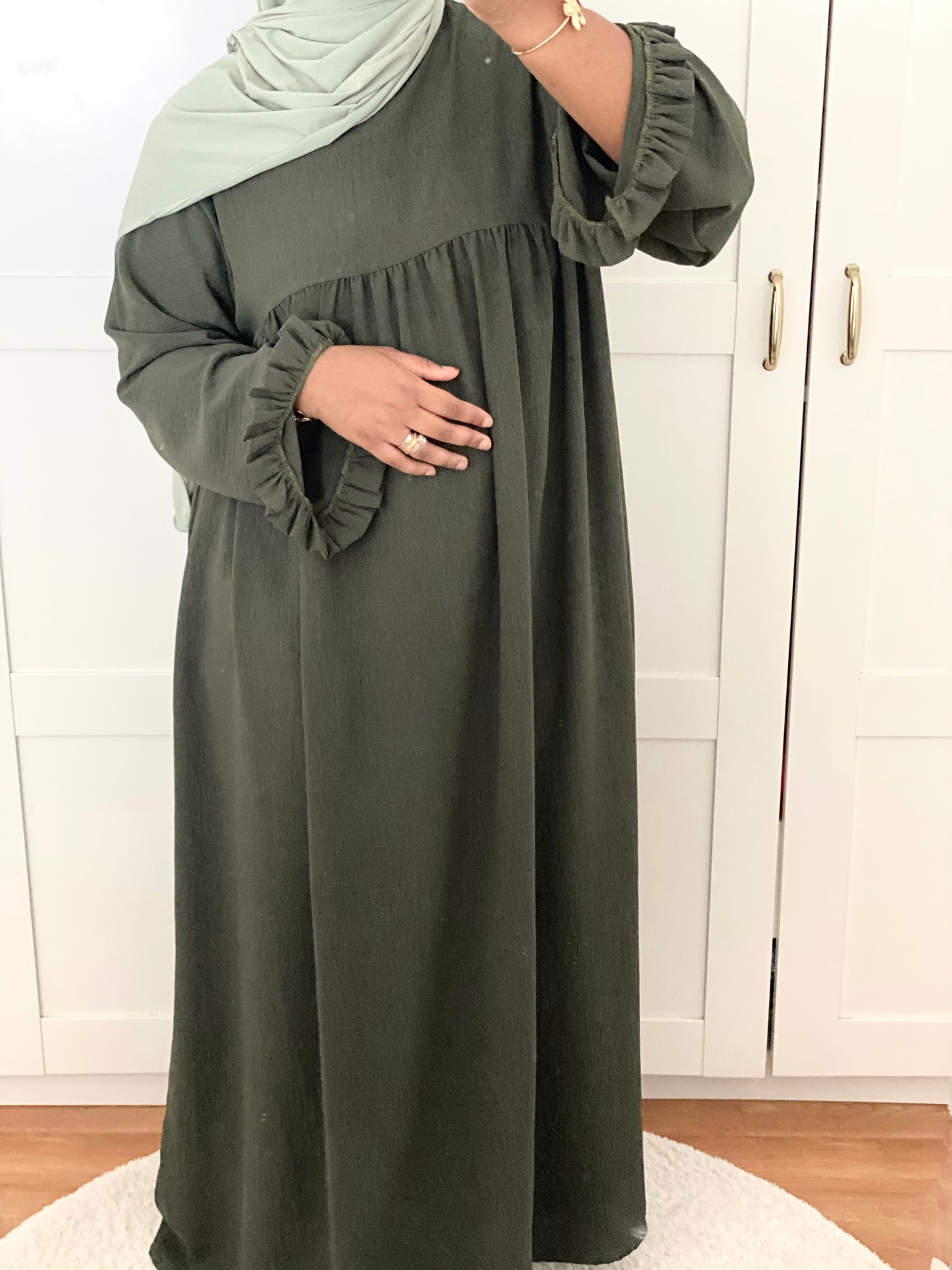Abaya coquette - Vert Kaki