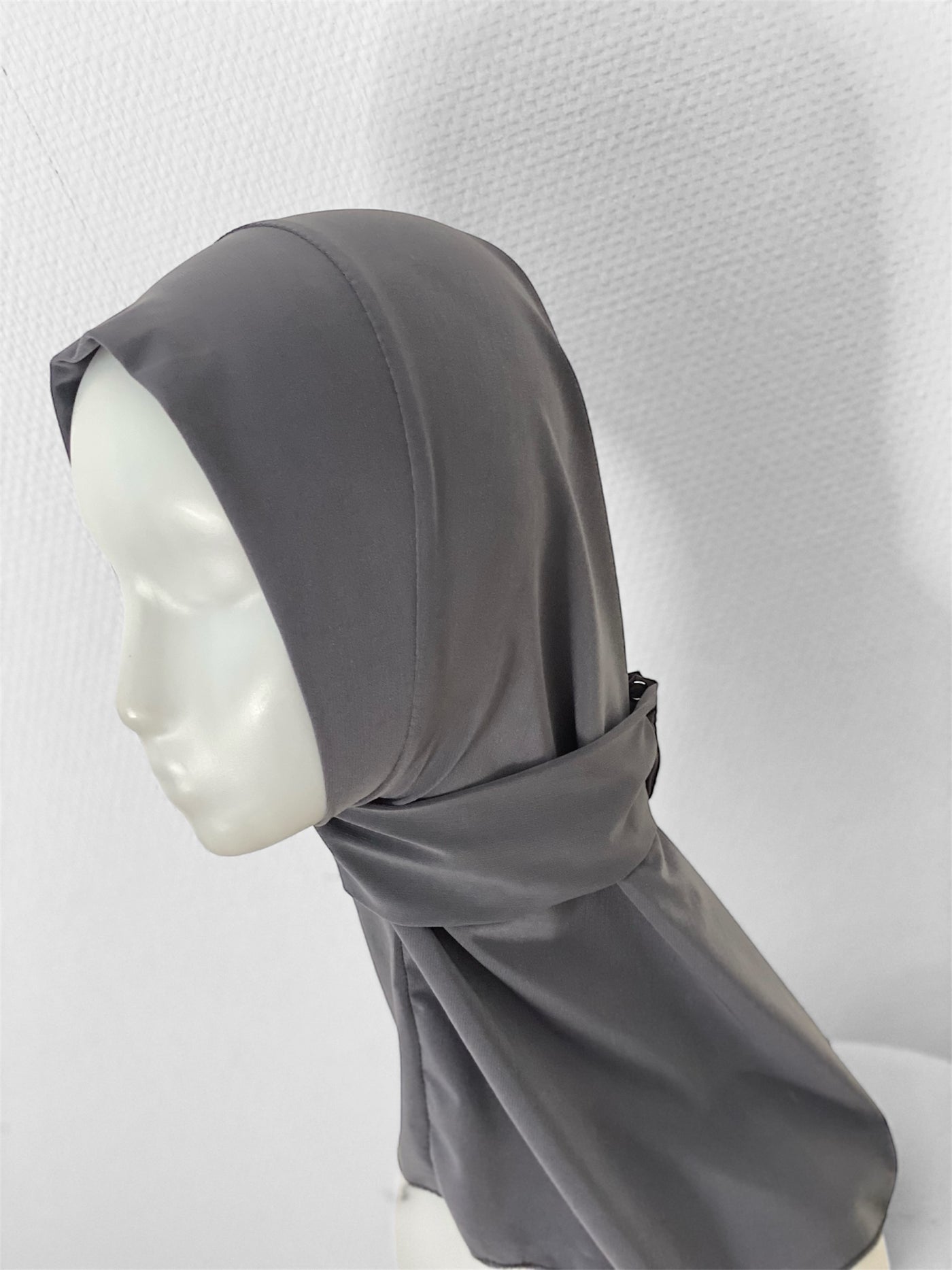 Hijab à enfiler bouton pression - Gris foncé