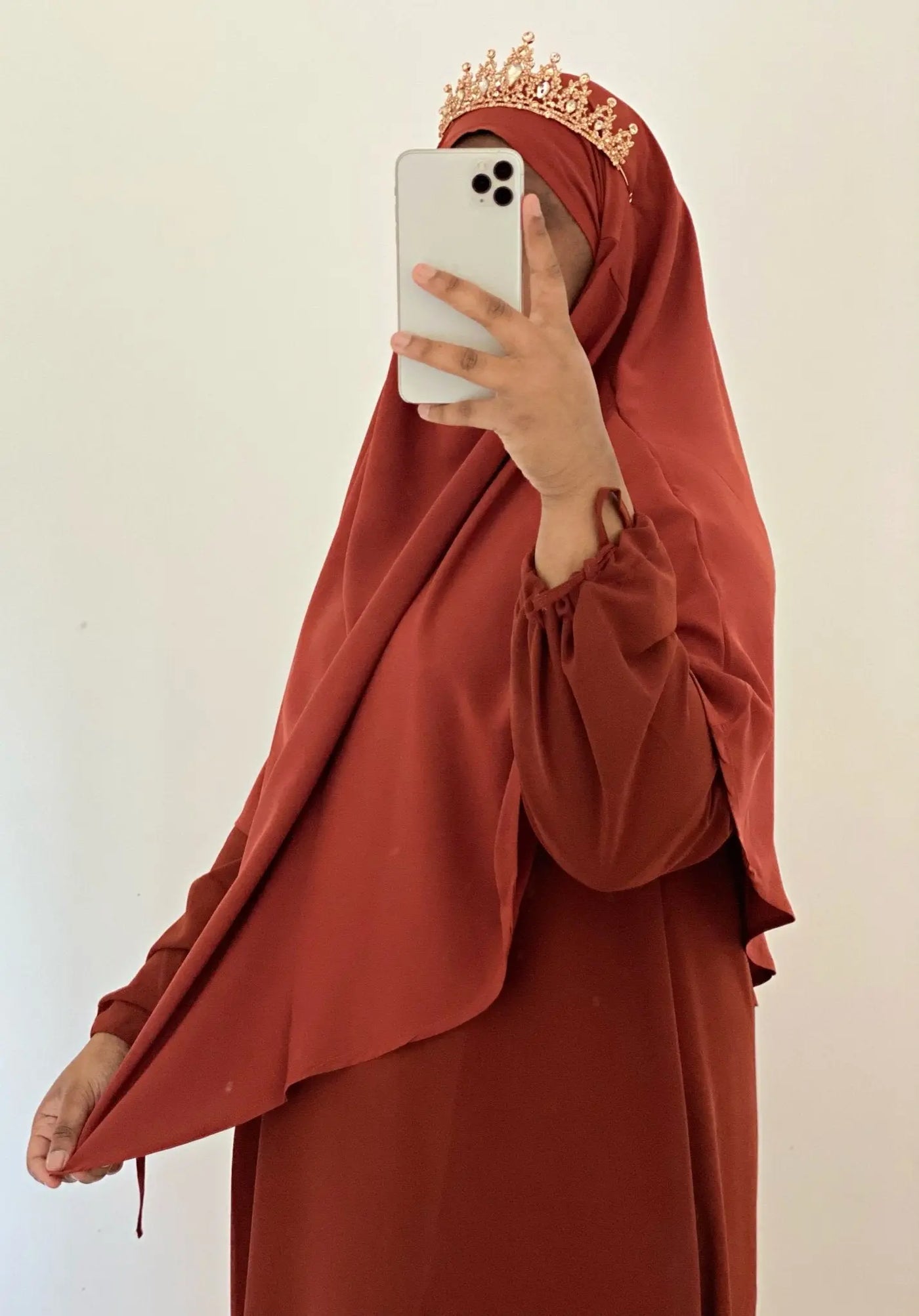 Khimar Long Soie de Médine - Orange Brique MON HIJAB MODEST