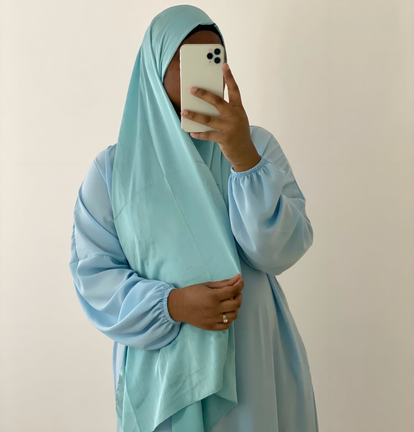 Hijab satin plissé - Bleu azur