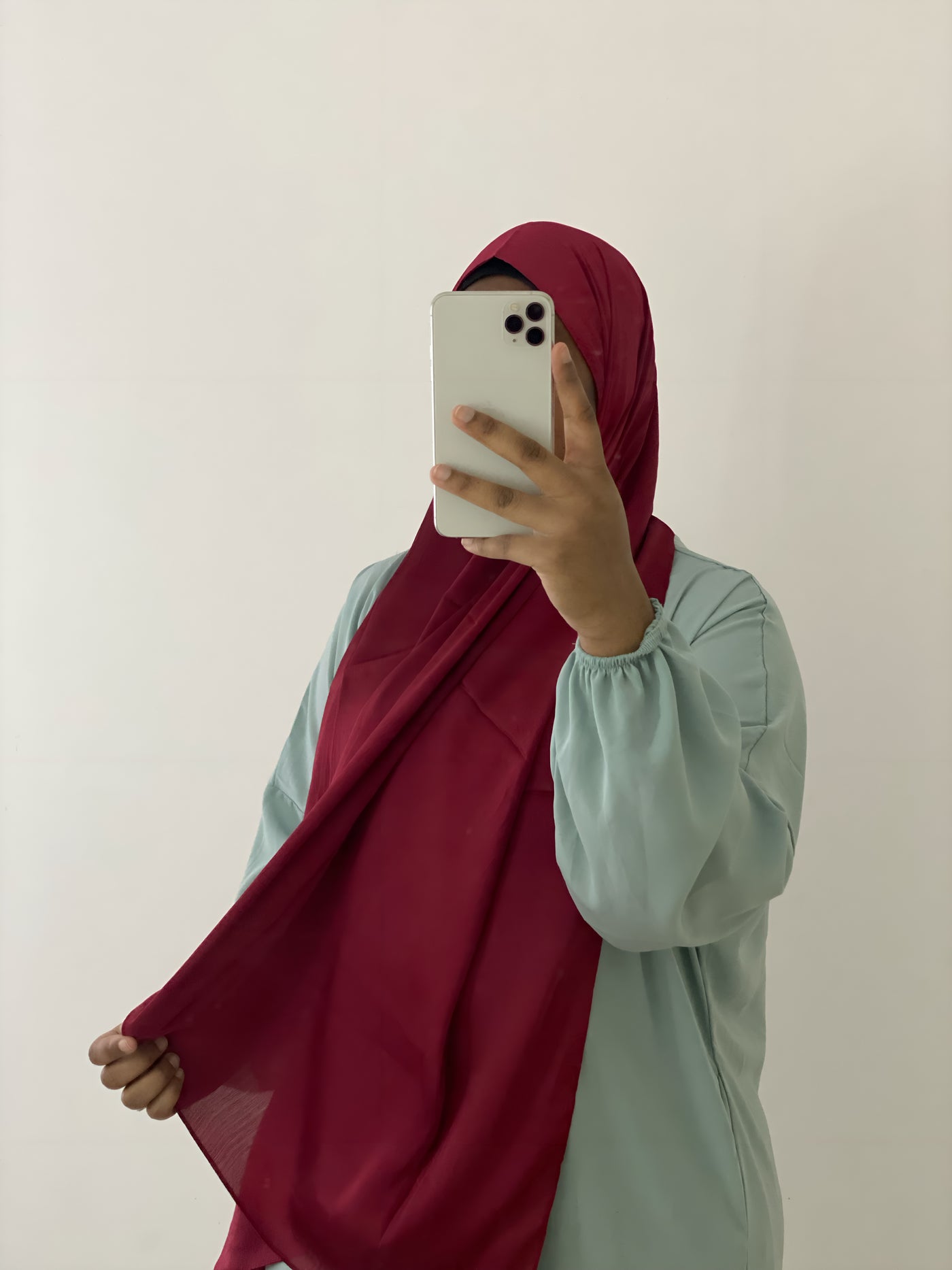 Hijab satin plissé - Framboise